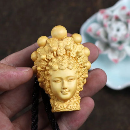 Boxwood carving Solid wood  carving Beijing  Opera flower quintessence Xishi beauty hand piece hand piece  home  ornaments