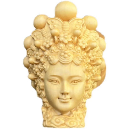 Boxwood carving Solid wood  carving Beijing  Opera flower quintessence Xishi beauty hand piece hand piece  home  ornaments