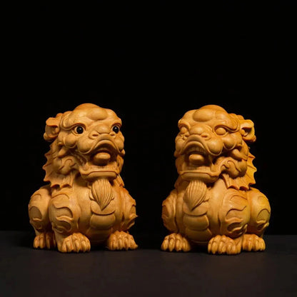 Boxwood carving Wood Carving Writing, Playing, Handheld Items, Lucky Beast, Kirin, Car Mounted Office Qiling Mascot
