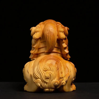 Boxwood carving Wood Carving Writing, Playing, Handheld Items, Lucky Beast, Kirin, Car Mounted Office Qiling Mascot