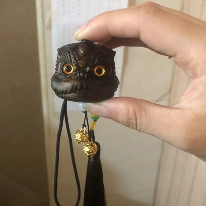Boxwood carving awakens lion head China-Chic decoration handlebar car pendant auspicious animal mythical wild animal pendant