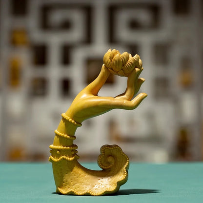Boxwood carving like solid wood home decoration Buddha hand lotus incense to put a Zen decorative piece of art
