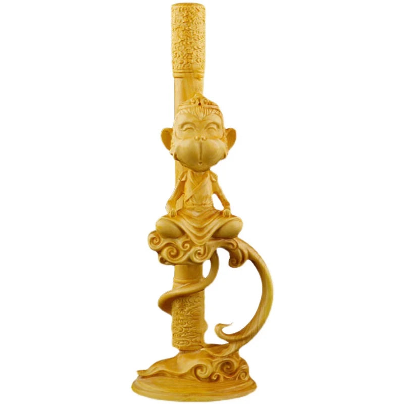 Boxwood carving like the cartoon Sun Wukong solid wood characters car decoration wood sculpture of the twelve zodiac signs