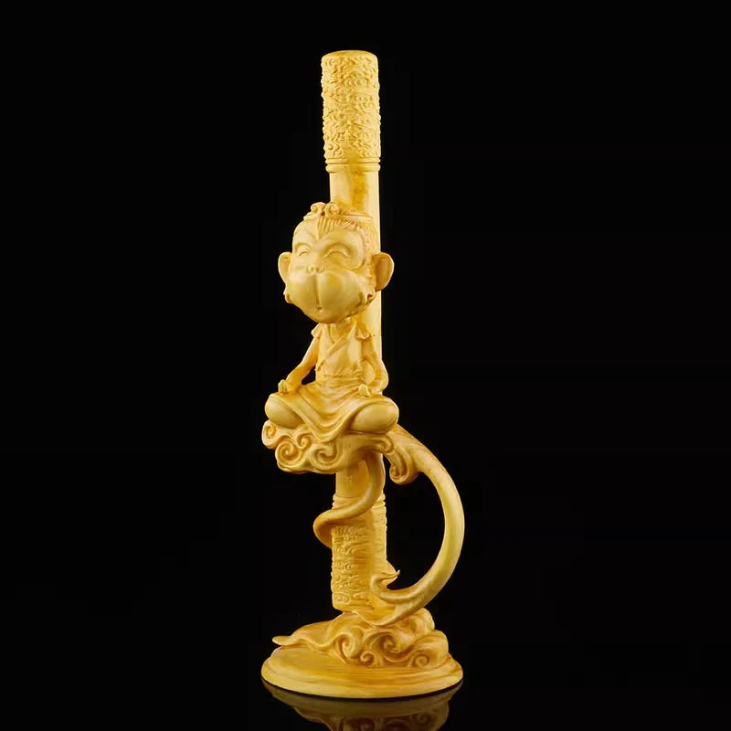 Boxwood carving like the cartoon Sun Wukong solid wood characters car decoration wood sculpture of the twelve zodiac signs