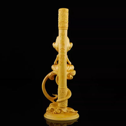 Boxwood carving like the cartoon Sun Wukong solid wood characters car decoration wood sculpture of the twelve zodiac signs