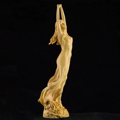 Boxwood-estatua de personaje de Hada de la decoración, 23CM, tallado, belleza, moderna, China, hogar, sala de estar, regalo de d