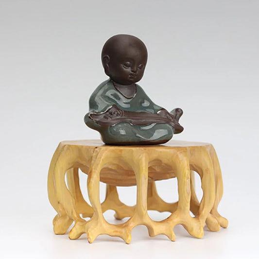 Boxwood rosewood carving base handicraft ornaments teapot base root carving small round base