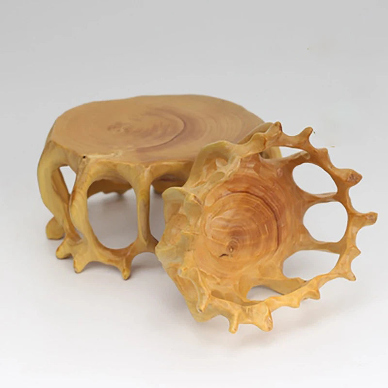 Boxwood rosewood carving base handicraft ornaments teapot base root carving small round base