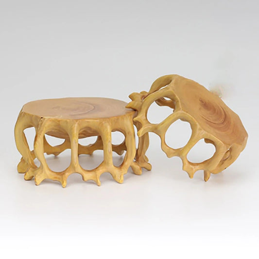 Boxwood rosewood carving base handicraft ornaments teapot base root carving small round base