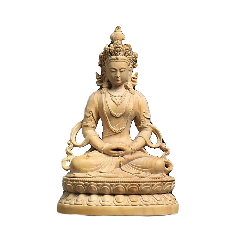Boxwood solid wood white Tara wood carving like Guanyin Bodhisattva hand piece home decoration pieces