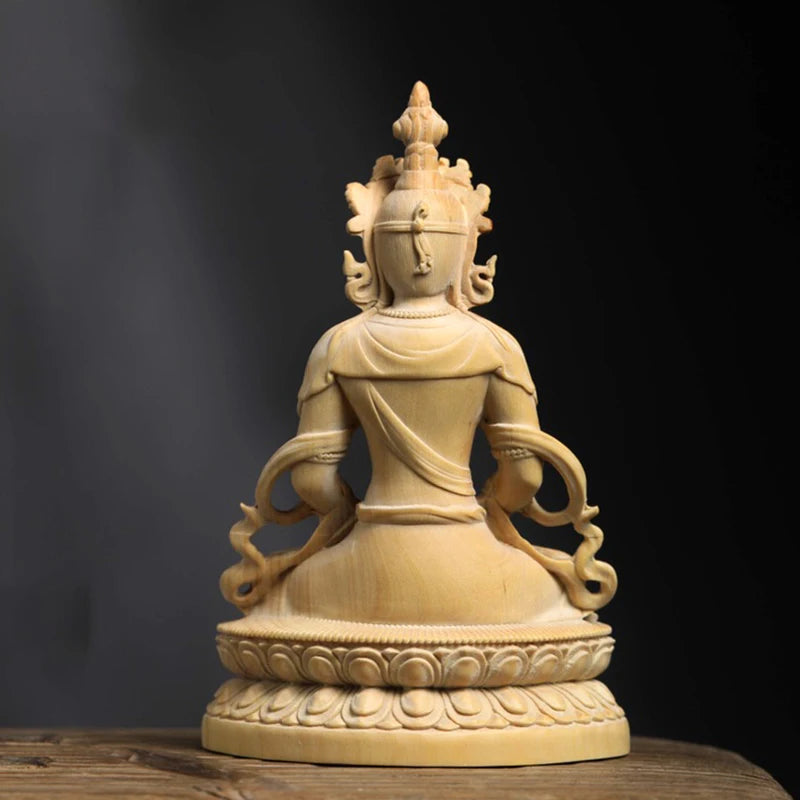 Boxwood solid wood white Tara wood carving like Guanyin Bodhisattva hand piece home decoration pieces