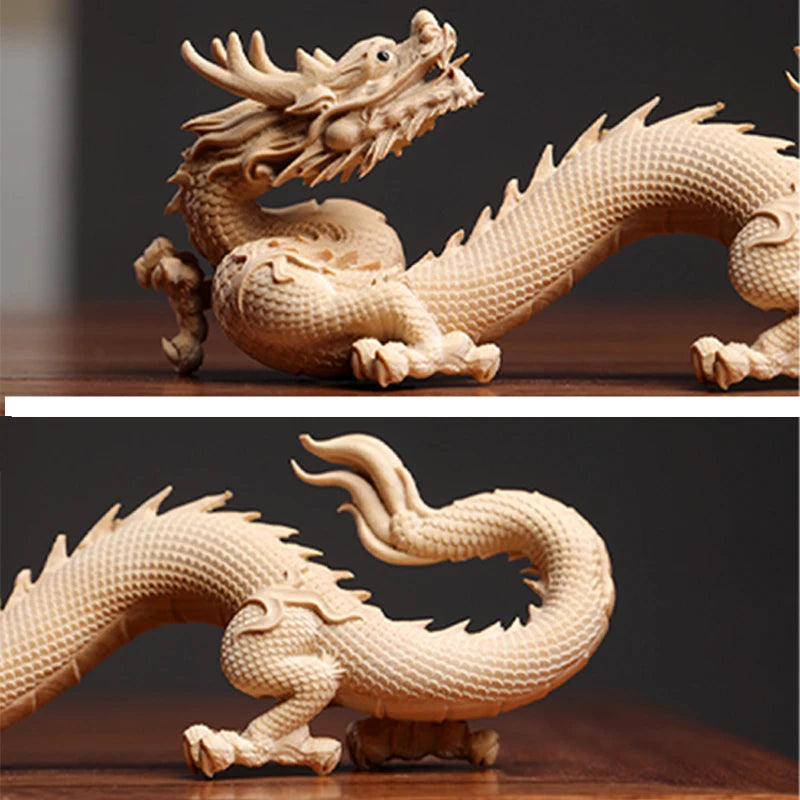 Boxwood wood sculpture like 12 zodiac dragon mascot Solid wood Zodiac dragon wood sculpture decorations
