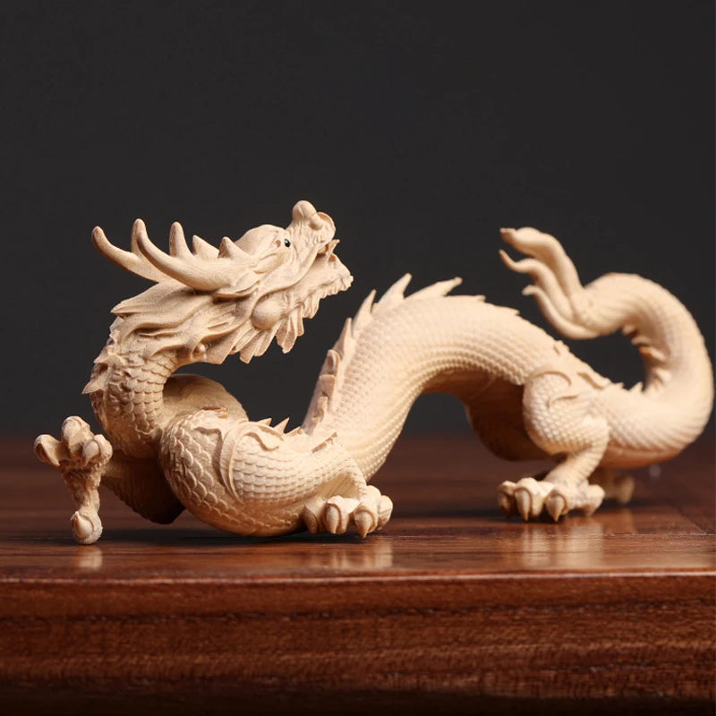 Boxwood wood sculpture like 12 zodiac dragon mascot Solid wood Zodiac dragon wood sculpture decorations