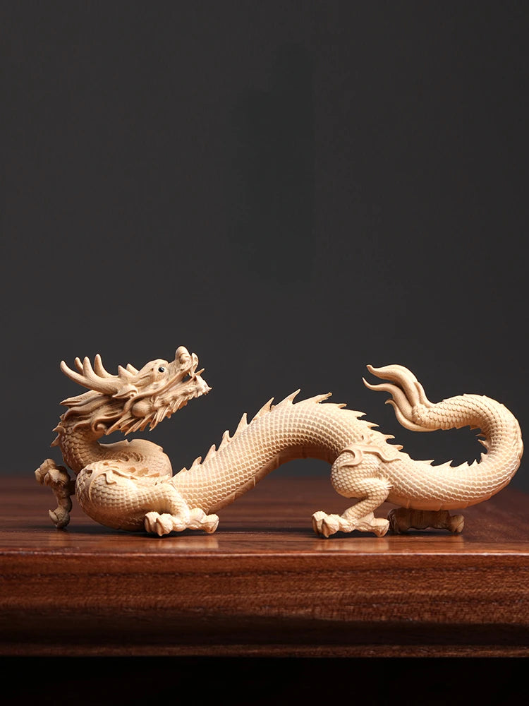 Boxwood wood sculpture like 12 zodiac dragon mascot Solid wood Zodiac dragon wood sculpture decorations