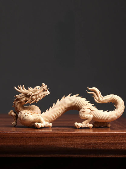 Boxwood wood sculpture like 12 zodiac dragon mascot Solid wood Zodiac dragon wood sculpture decorations