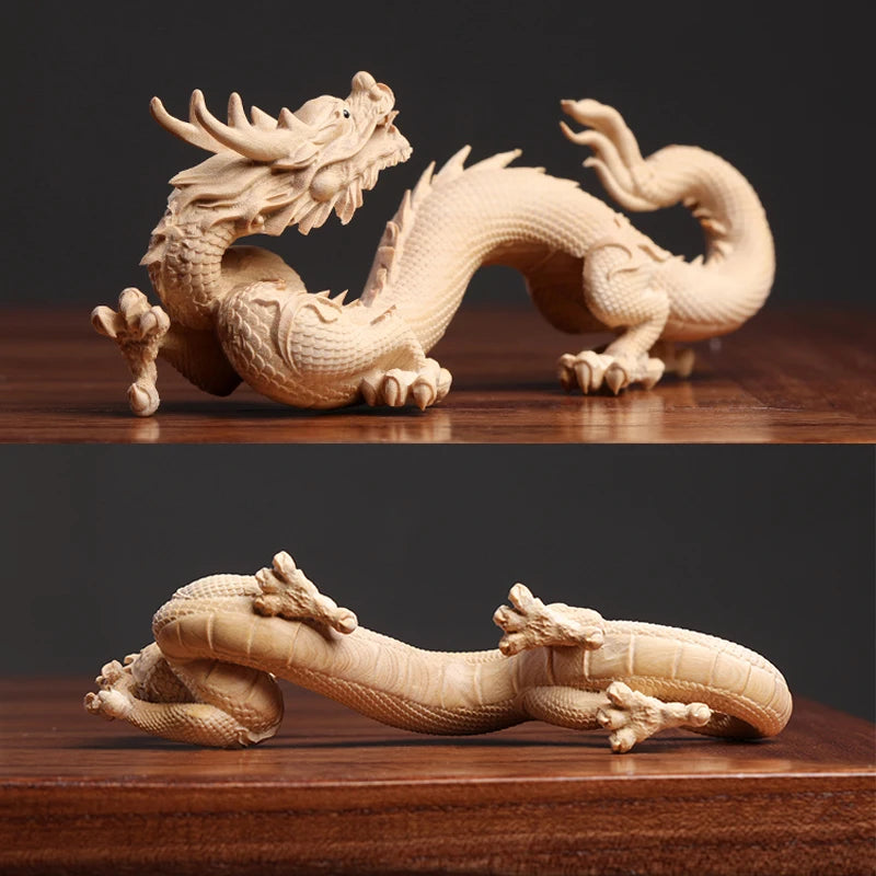 Boxwood wood sculpture like 12 zodiac dragon mascot Solid wood Zodiac dragon wood sculpture decorations