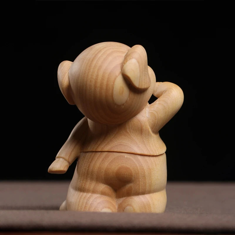 Boxwood wooden statue wealth and longevity cute zodiac pig hand decoration piece home decoration solid wood wood sculpture