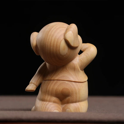 Boxwood wooden statue wealth and longevity cute zodiac pig hand decoration piece home decoration solid wood wood sculpture