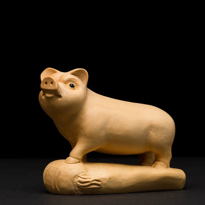 Boxwood wooden statues Rat Ox Tiger rabbit dragon snake horse sheep monkey chicken dog pig family decoration zodiac