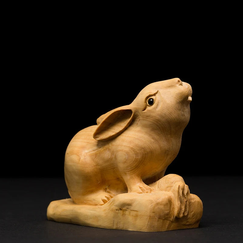 Boxwood wooden statues Rat Ox Tiger rabbit dragon snake horse sheep monkey chicken dog pig family decoration zodiac