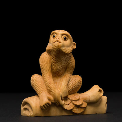 Boxwood wooden statues Rat Ox Tiger rabbit dragon snake horse sheep monkey chicken dog pig family decoration zodiac