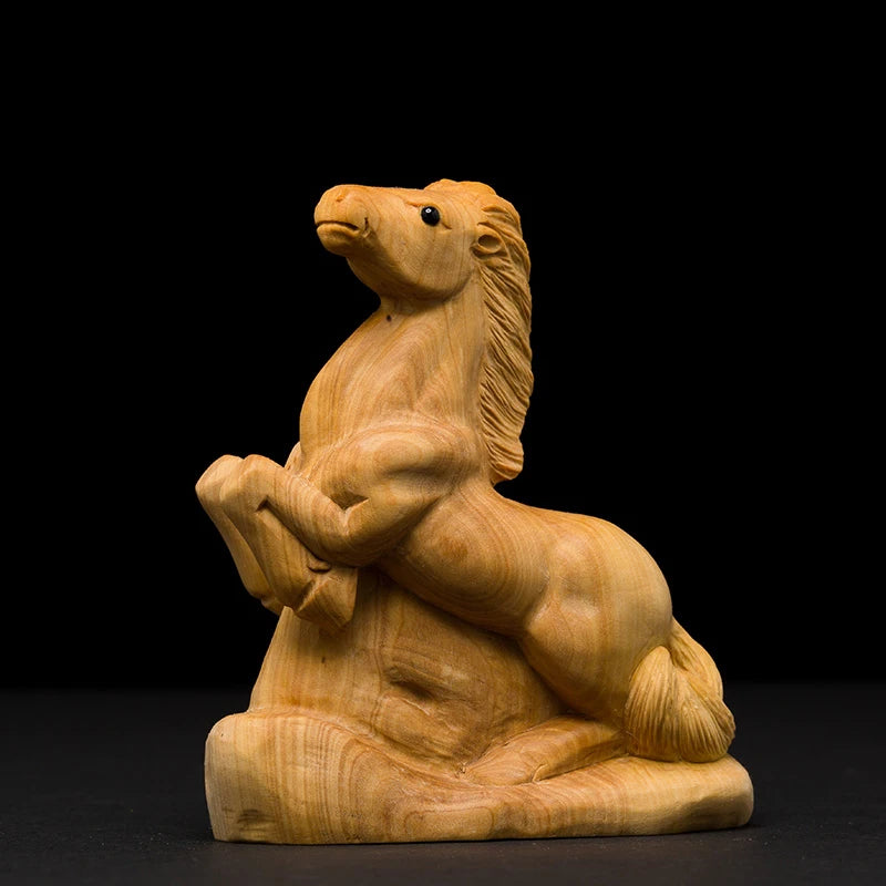 Boxwood wooden statues Rat Ox Tiger rabbit dragon snake horse sheep monkey chicken dog pig family decoration zodiac