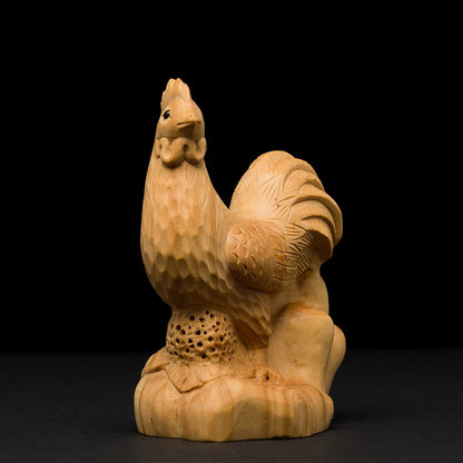 Boxwood wooden statues Rat Ox Tiger rabbit dragon snake horse sheep monkey chicken dog pig family decoration zodiac