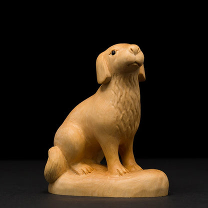 Boxwood wooden statues Rat Ox Tiger rabbit dragon snake horse sheep monkey chicken dog pig family decoration zodiac