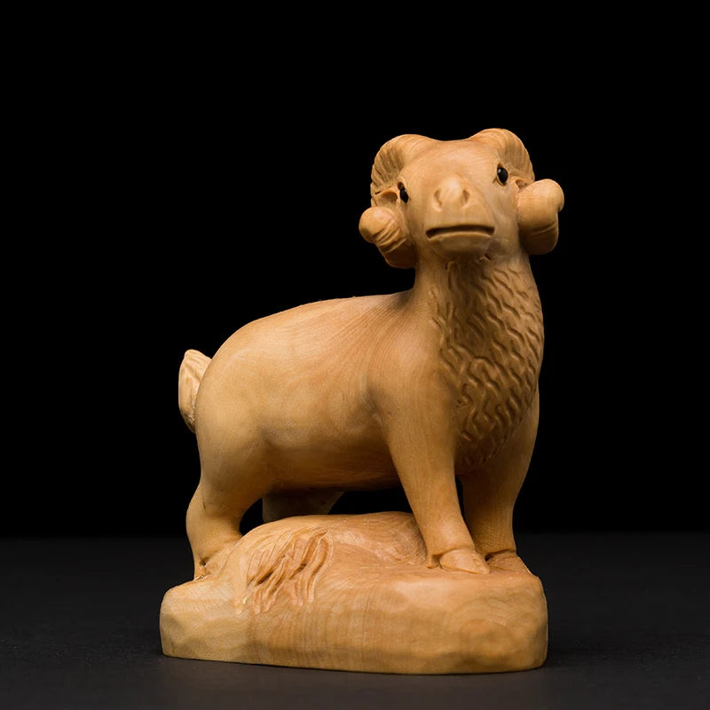 Boxwood wooden statues Rat Ox Tiger rabbit dragon snake horse sheep monkey chicken dog pig family decoration zodiac