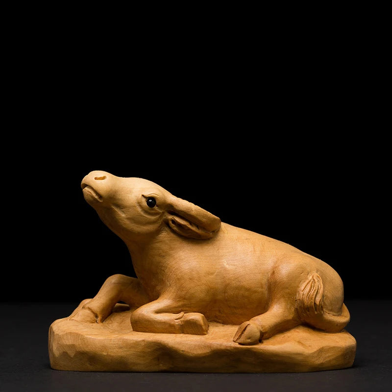 Boxwood wooden statues Rat Ox Tiger rabbit dragon snake horse sheep monkey chicken dog pig family decoration zodiac