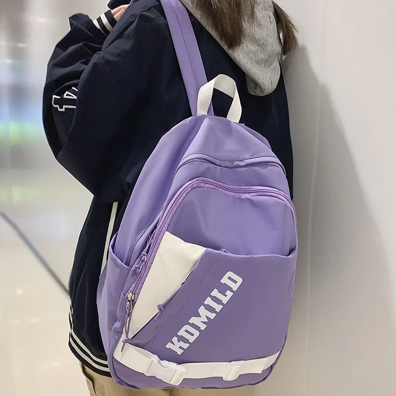 Boy Girl Purple College Backpack Fashion Ladies Men School Bags Female Male Travel Student Bag Cool Laptop Women Backpack Trendy