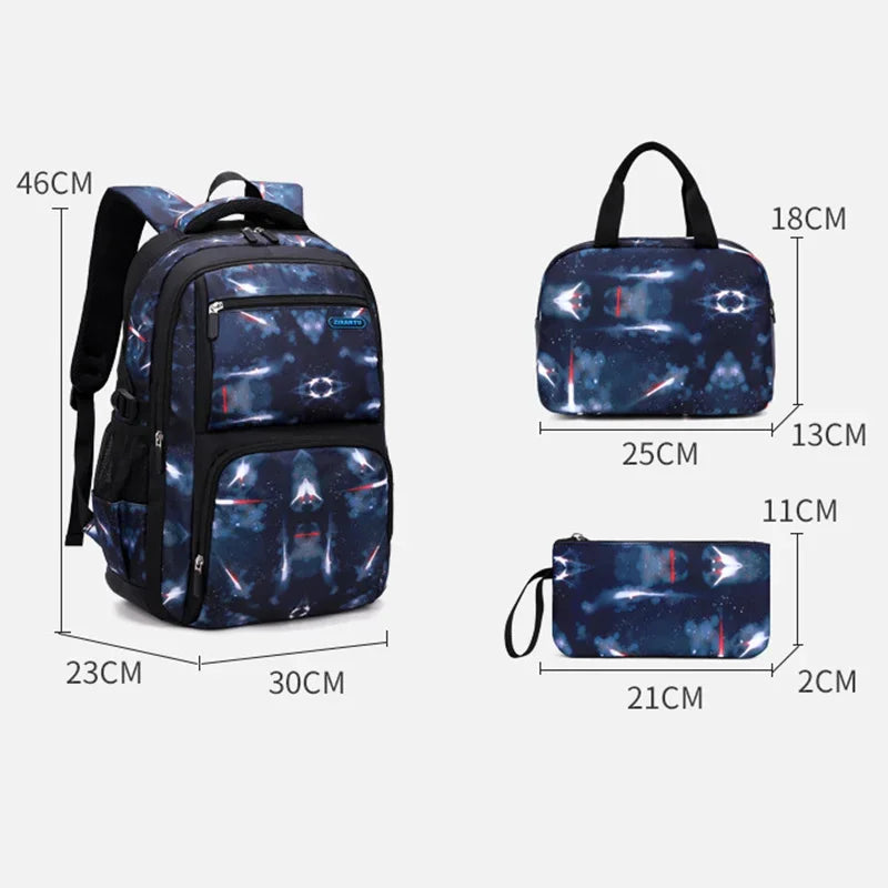 Boys Backpacks 3 Pieces Sets Bags Large Size Bag For Teenagers Children Knapsack Big Boy Backpack Middle School Students