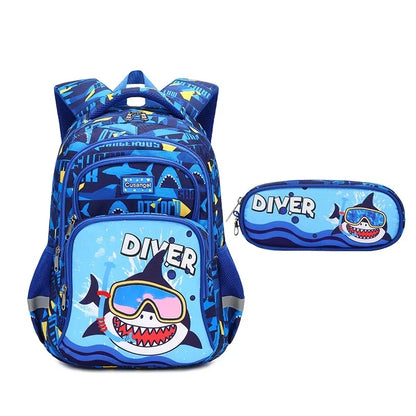 Boys Dinosaur Backpack Set with Lunch Box Pencil Case Girl School Bag for Kids Elementary Preschool Cartoon Schoolbag