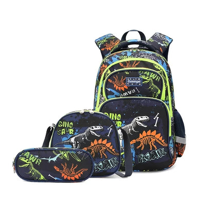Boys Dinosaur Backpack Set with Lunch Box Pencil Case Girl School Bag for Kids Elementary Preschool Cartoon Schoolbag