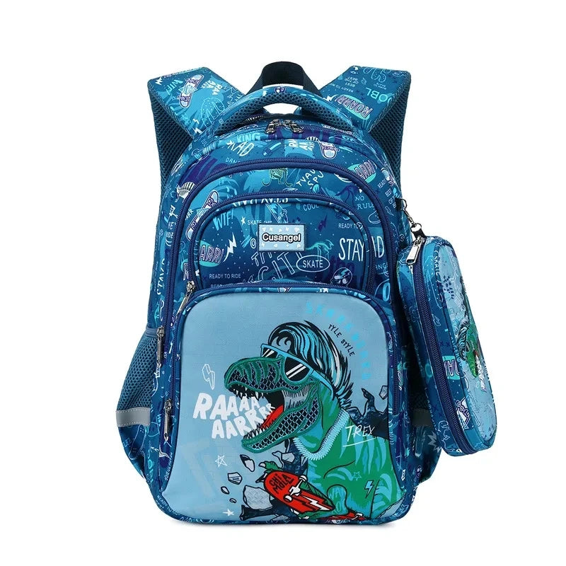 Boys Dinosaur Backpack Set with Lunch Box Pencil Case Girl School Bag for Kids Elementary Preschool Cartoon Schoolbag