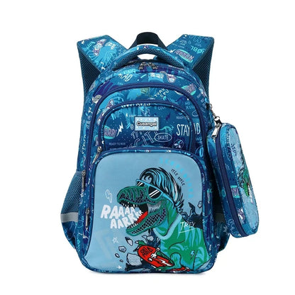 Boys Dinosaur Backpack Set with Lunch Box Pencil Case Girl School Bag for Kids Elementary Preschool Cartoon Schoolbag