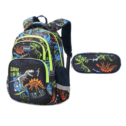 Boys Dinosaur Backpack Set with Lunch Box Pencil Case Girl School Bag for Kids Elementary Preschool Cartoon Schoolbag