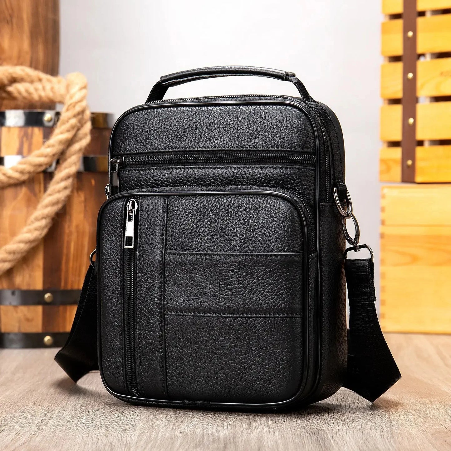 Brand 100% Cowhide Men Handbags Multi-function Man's Crossbody Shoulder Genuine Leather Casual Messenger Bag For Man Travel