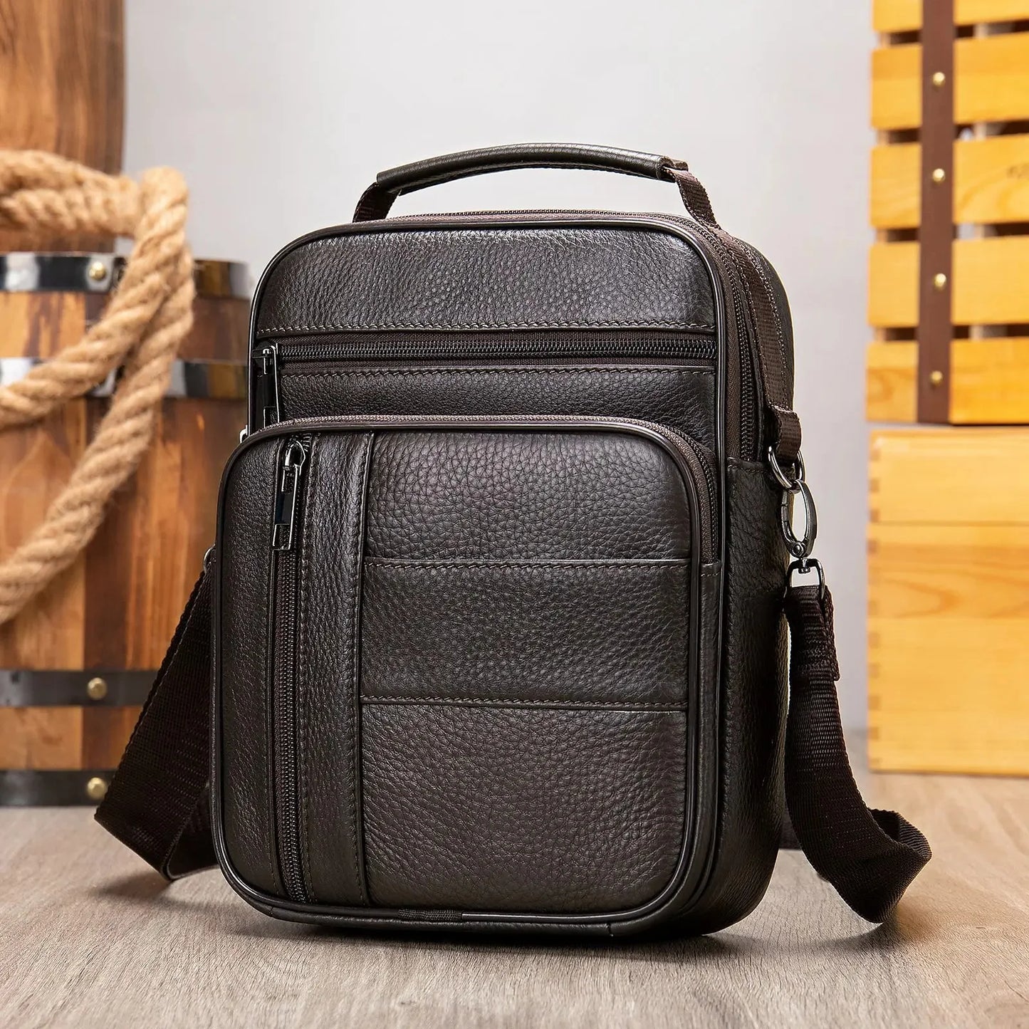 Brand 100% Cowhide Men Handbags Multi-function Man's Crossbody Shoulder Genuine Leather Casual Messenger Bag For Man Travel