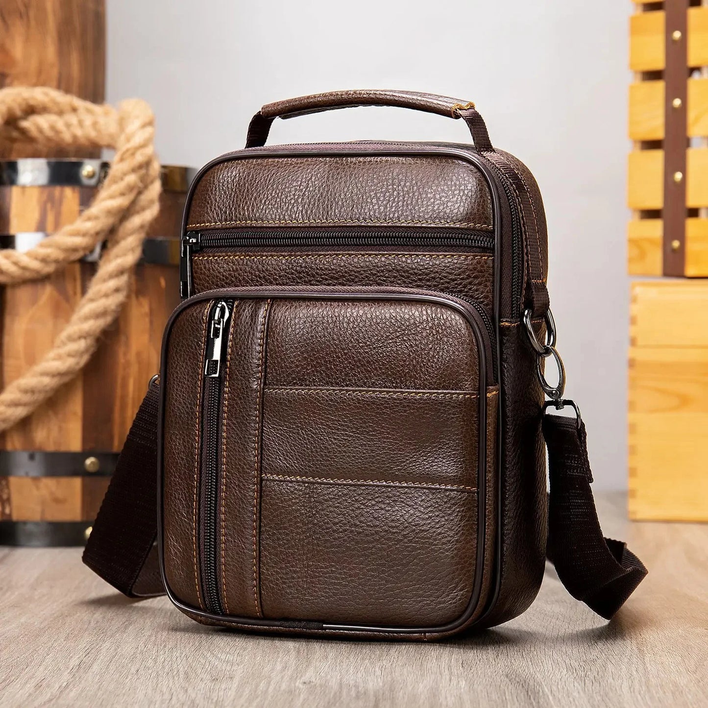 Brand 100% Cowhide Men Handbags Multi-function Man's Crossbody Shoulder Genuine Leather Casual Messenger Bag For Man Travel