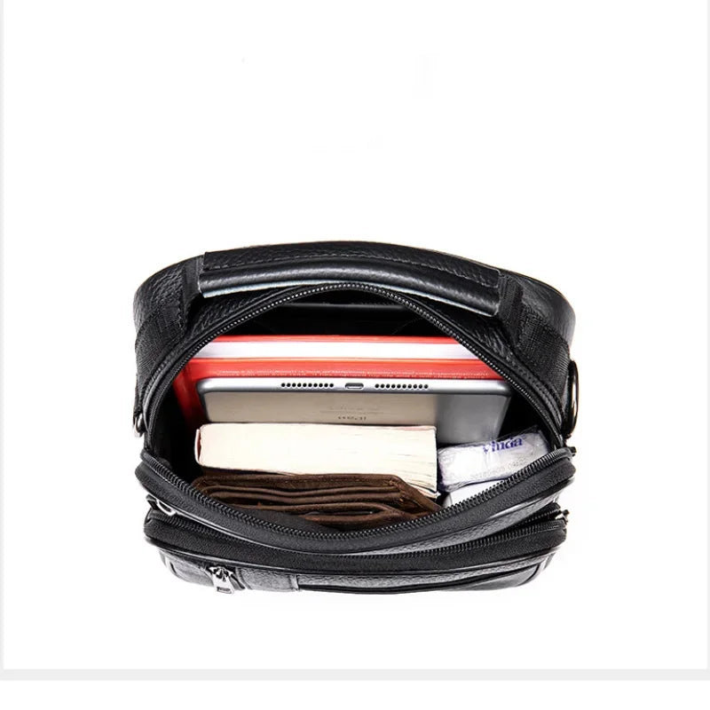 Brand 100% Cowhide Men Handbags Multi-function Man's Crossbody Shoulder Genuine Leather Casual Messenger Bag For Man Travel