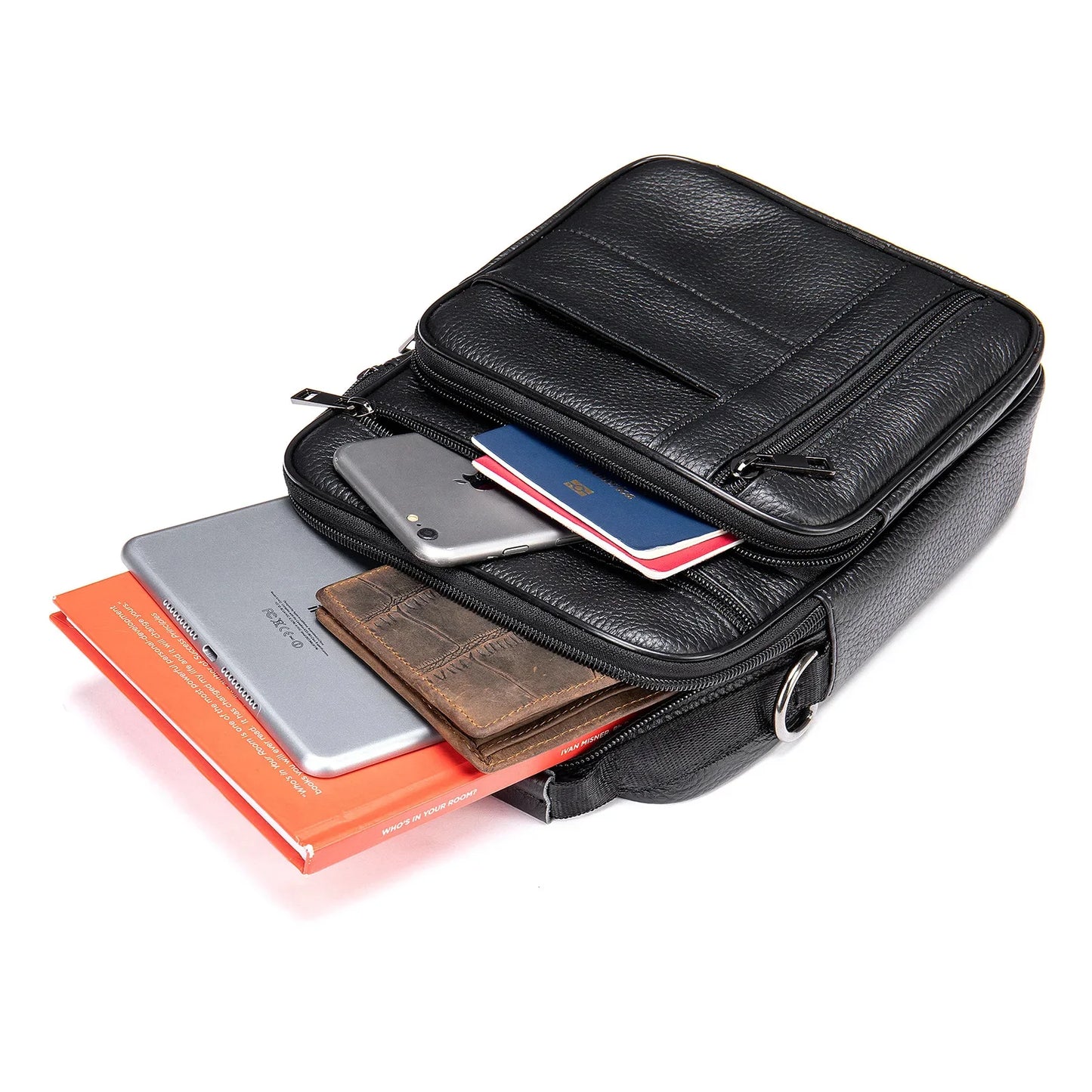 Brand 100% Cowhide Men Handbags Multi-function Man's Crossbody Shoulder Genuine Leather Casual Messenger Bag For Man Travel