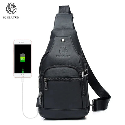 Brand 100% Genuine Leather Chest Messenger Bag Fashion Men's Cross Large Capacity Business shoulder bag