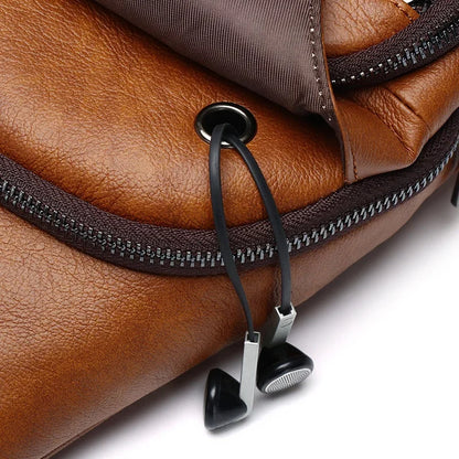 Brand 100% Genuine Leather Chest Messenger Bag Fashion Men's Cross Large Capacity Business shoulder bag