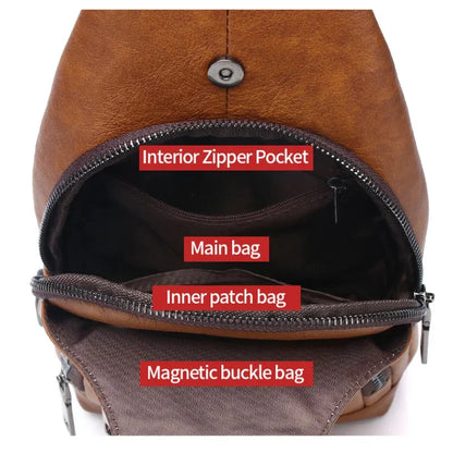 Brand 100% Genuine Leather Chest Messenger Bag Fashion Men's Cross Large Capacity Business shoulder bag