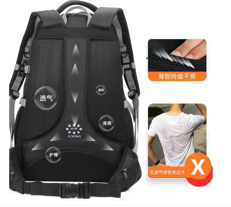 Brand Aoking Men Travel luggage Laptop Backpack 50L large Capacity  College School Backpack  Nylon Water proof high school bag