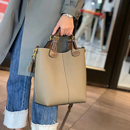 Brand Design Luxury Ladies Bucket Genuine Leather Shoulder Bag Large Capacity Crossbody Tote Bags 2024 Trend Female Handbag