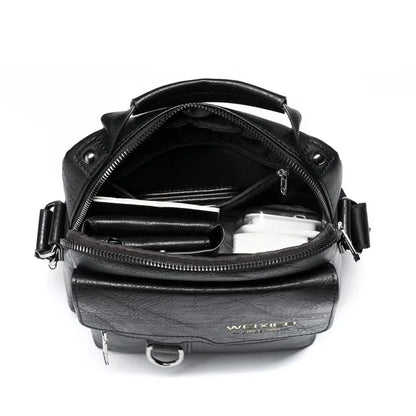 Brand Fashion Shoulder Retro PU Leather Three-dimensional Flip Business Handbag Men's Casual Crossbody Travel Bag