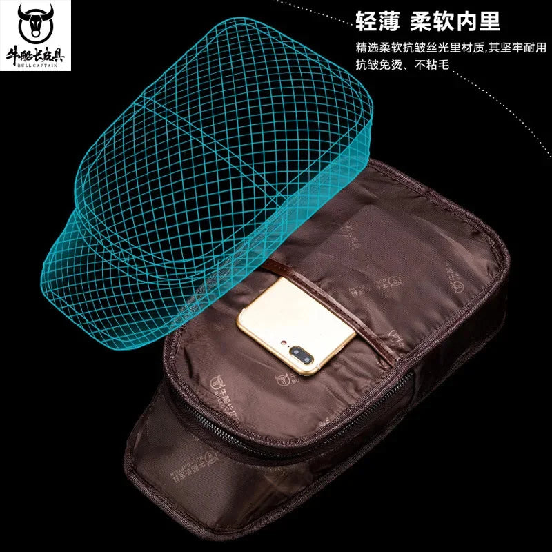 Brand Genuine Leather Chest Fashion Shoulder Crossbody 100% Cowhide Men's Casual Prethoracic Satchel Bag