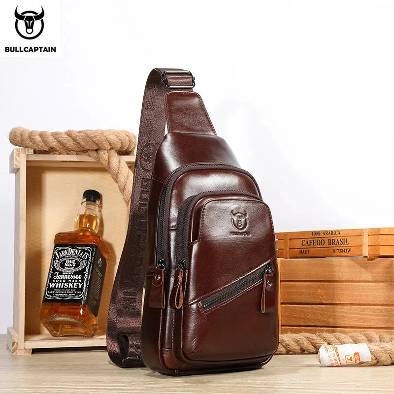 Brand Hands fashion Chest Bag 100% Genuine Leather shoulder husband high-capacity Men's designer bag